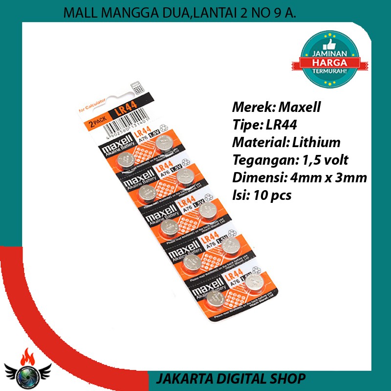 MAXELL LR44 BATTERY MAXELL LR 44 1 STRIP