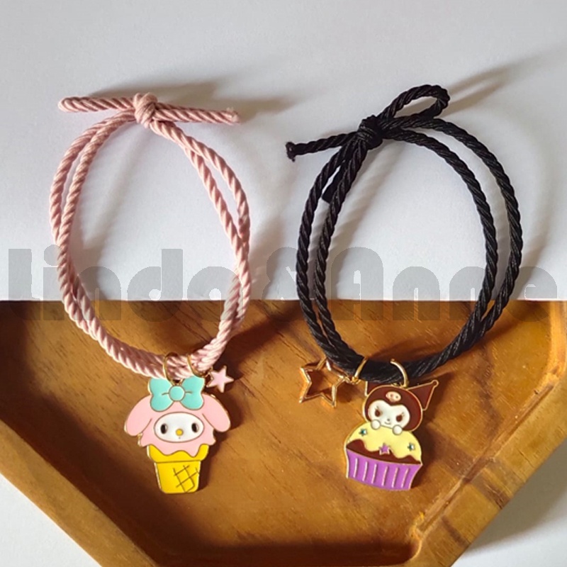 [1 PCS] Gelang Tali Karet Liontin Bunga &amp; Karakter Lucu Aksesoris Fashion Wanita