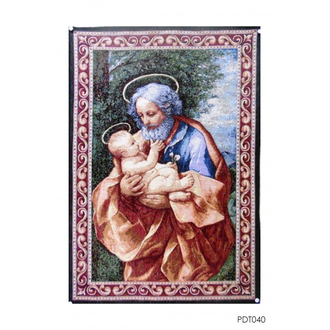 Hiasan Dinding Tapestry St Joseph & Child Kain Tenun 50x70cm Toko Rohani