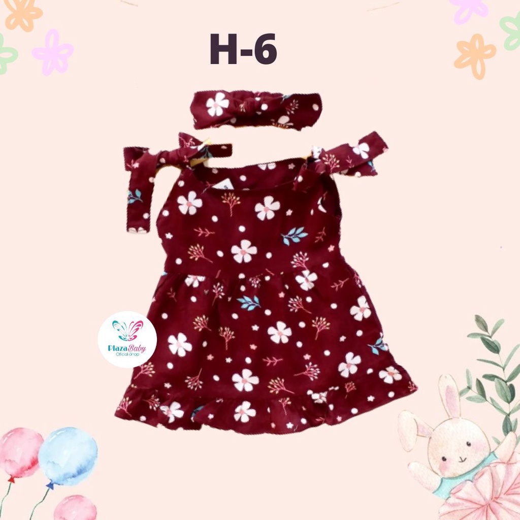 Plazababyku BBB DRESS MAUREEN dress anak perempuan bayi motif bunga lucu free headband