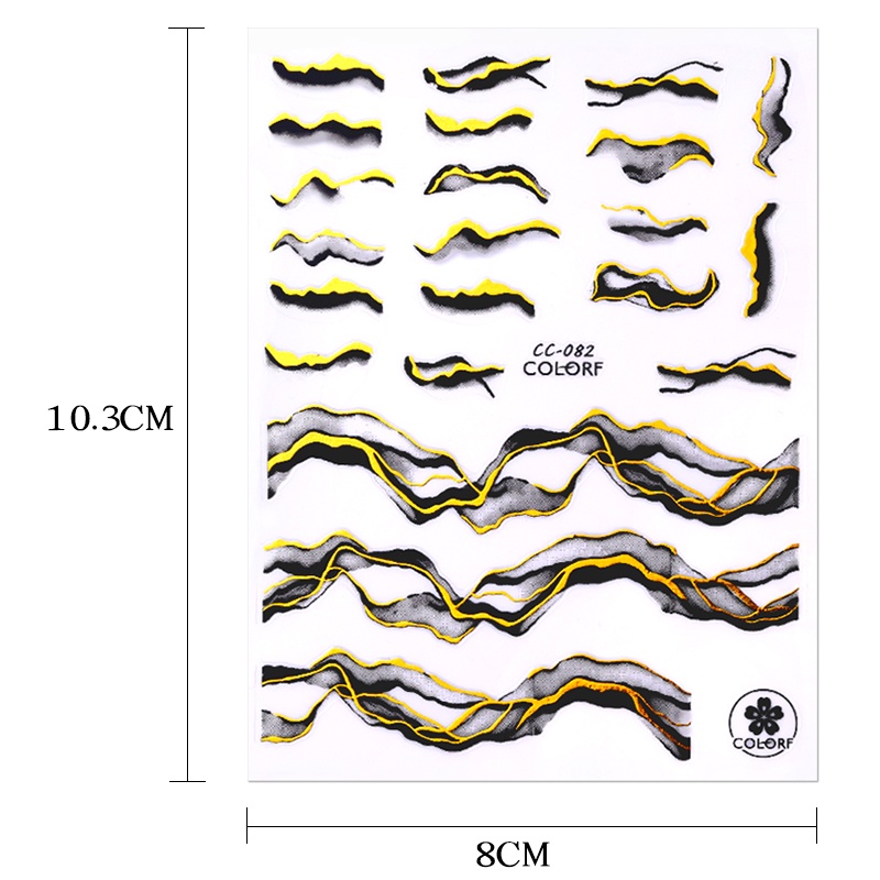 1 Lembar Stiker Kuku 3D Motif Marmer Warna Hitam Putih Untuk Dekorasi Nail Art