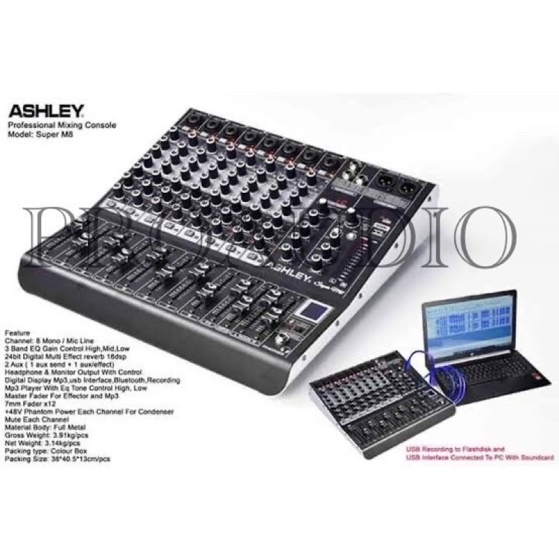 MIXER ASHLEY SUPER M8 CHANNEL SUPERM8 SUPER M 8 CHANNEL ORIGINAL