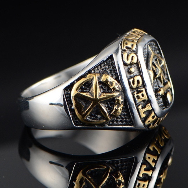 Cincin Desain Seragam Militer US marines Gaya retro Untuk Pria