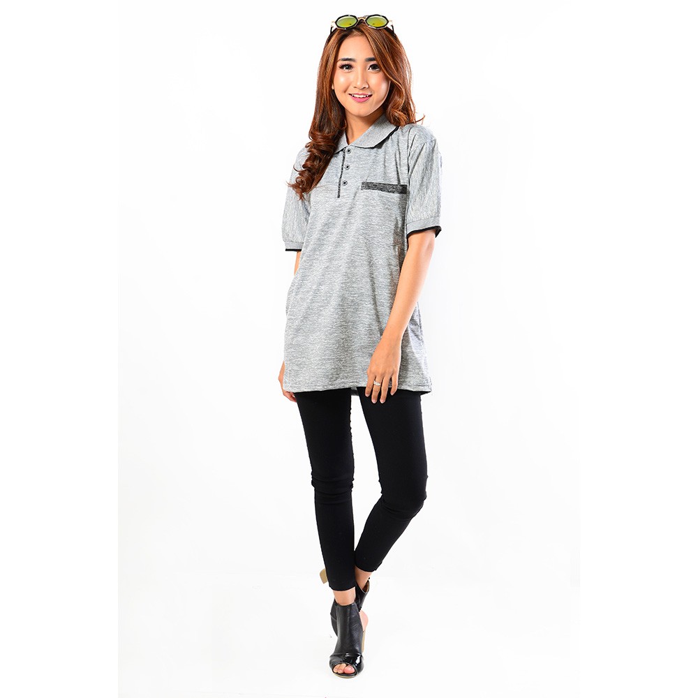 Baju Wanita  Polo Shirt Wanita Gradasi warna Simpel Elegan