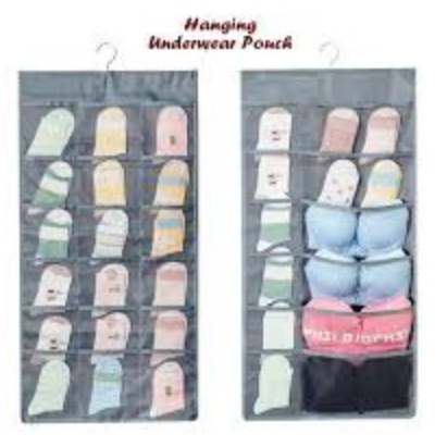 Gantungan Pakaian Dalam Hanging Underwear Pouch 30 Sekat, 2 Sisi Tempat Bra, Panties