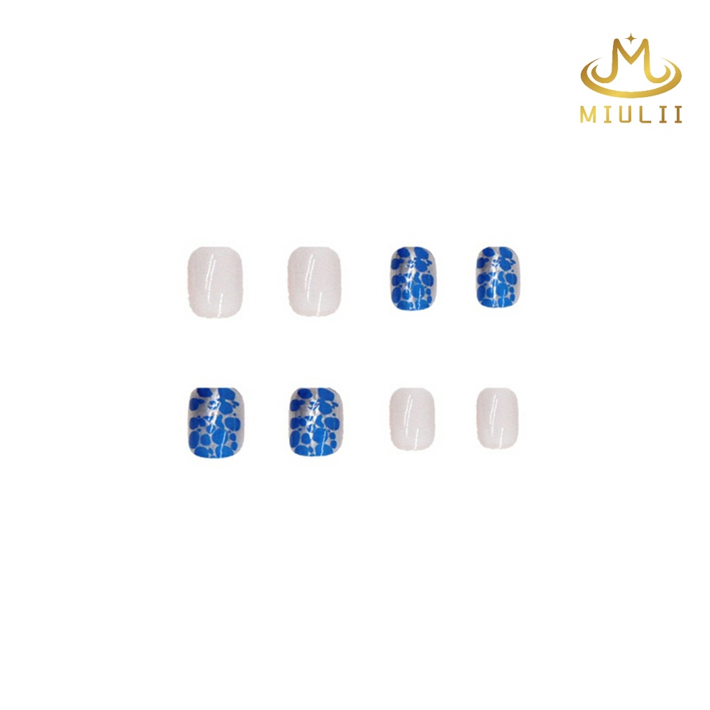 MIULII / KUKU PALSU  A0435  / 24PCS / 3D / NAIL ART / PREMIUM / CUTE / BIRU / FREE LEM JELLY / KUTEK