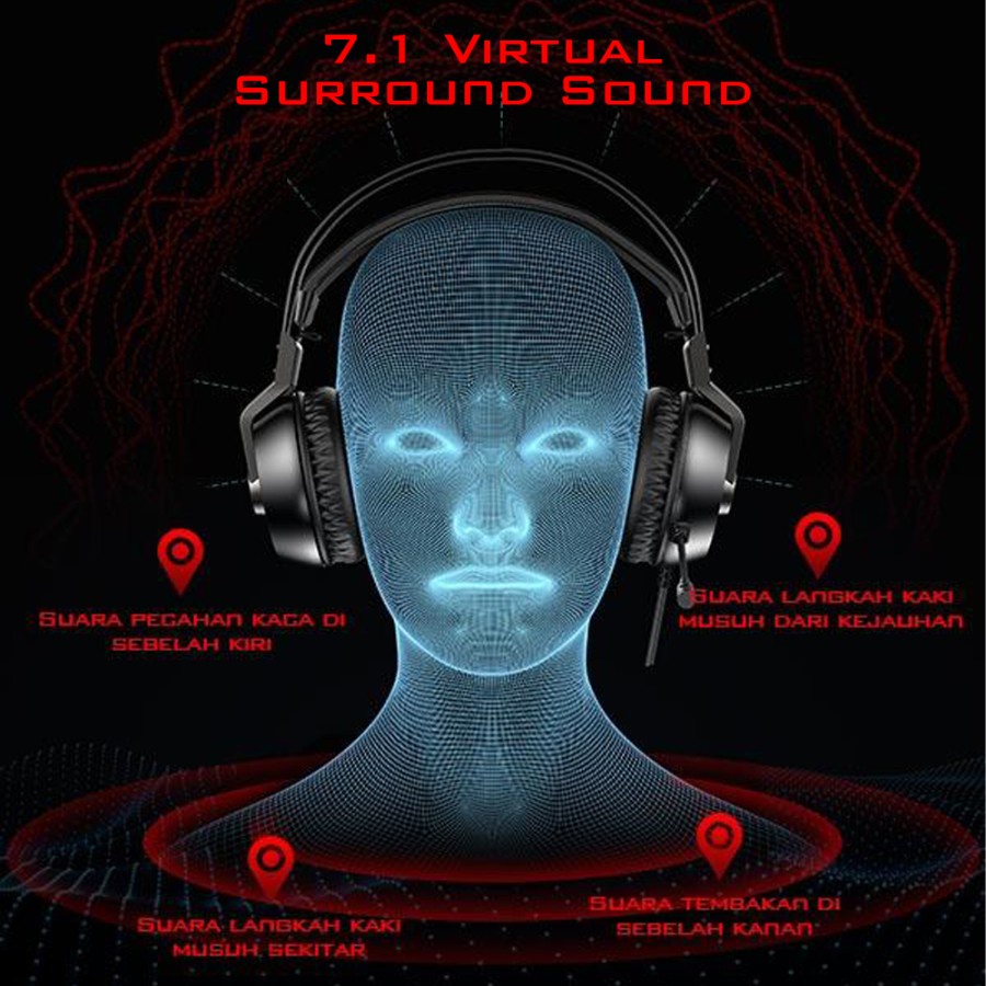 HEADSET GAMING WIRED GAMEN GH7100 With Microphone 7.1 Virtual Surround Sound - GARANSI