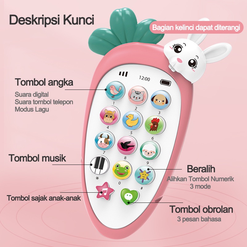 Mainan Ponsel Bayi/Telepon Pendidikan Awal dengan Lampu Musik/Mainan handphone bayi/Mainan bayi L75