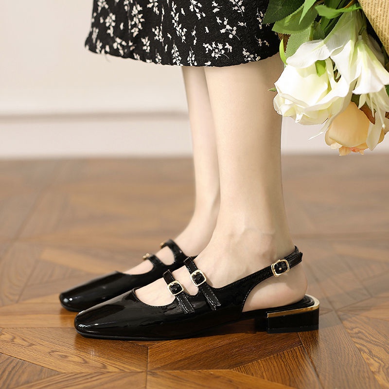 SS10077 Flat Shoes Wanita Sandal Mules Fashion Import BL Sling Back Ready Jakarta Bisa COD (With Box)