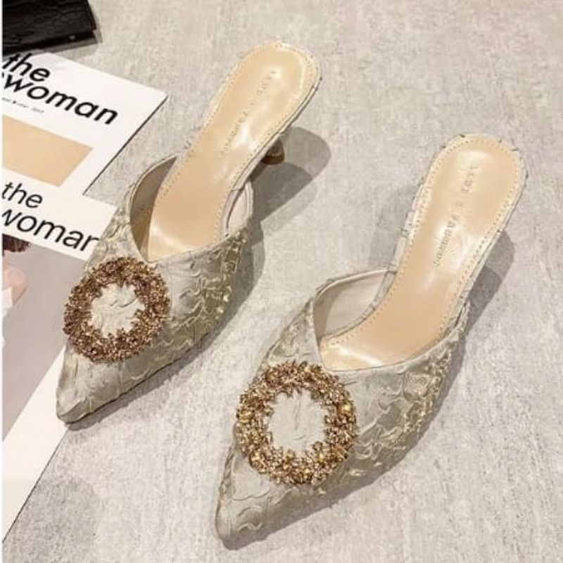 6720 Elegant Party Mules wanita import
