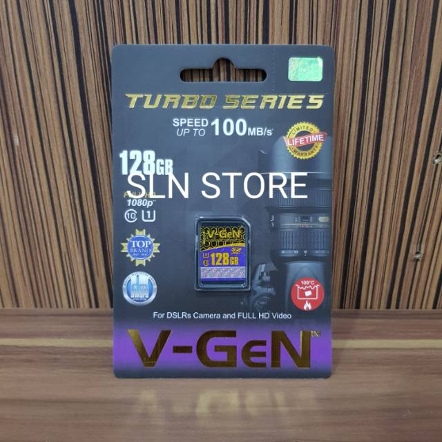 SD Card 128GB Class 10 100MB/s V-GeN Turbo SDXC Memory Card Camera Vgen