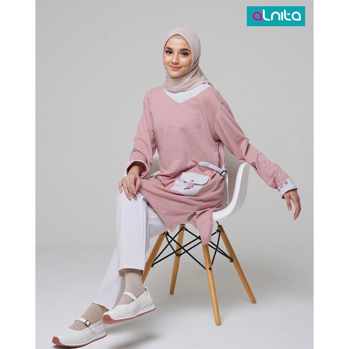 Alnita Tunik Motif Garis Lexa Bahan Baby Terry Striper Nibras Wonosobo
