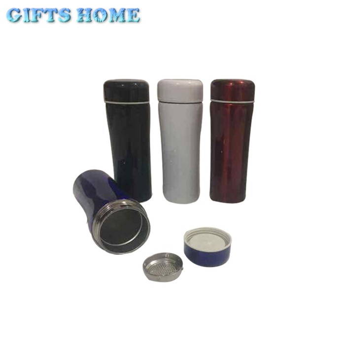 Botol Minum Termos Botol Mini Stainless Steel Botol Air Minum Tumblr Glossy 350 ml - Hitam(I4T5) PRO