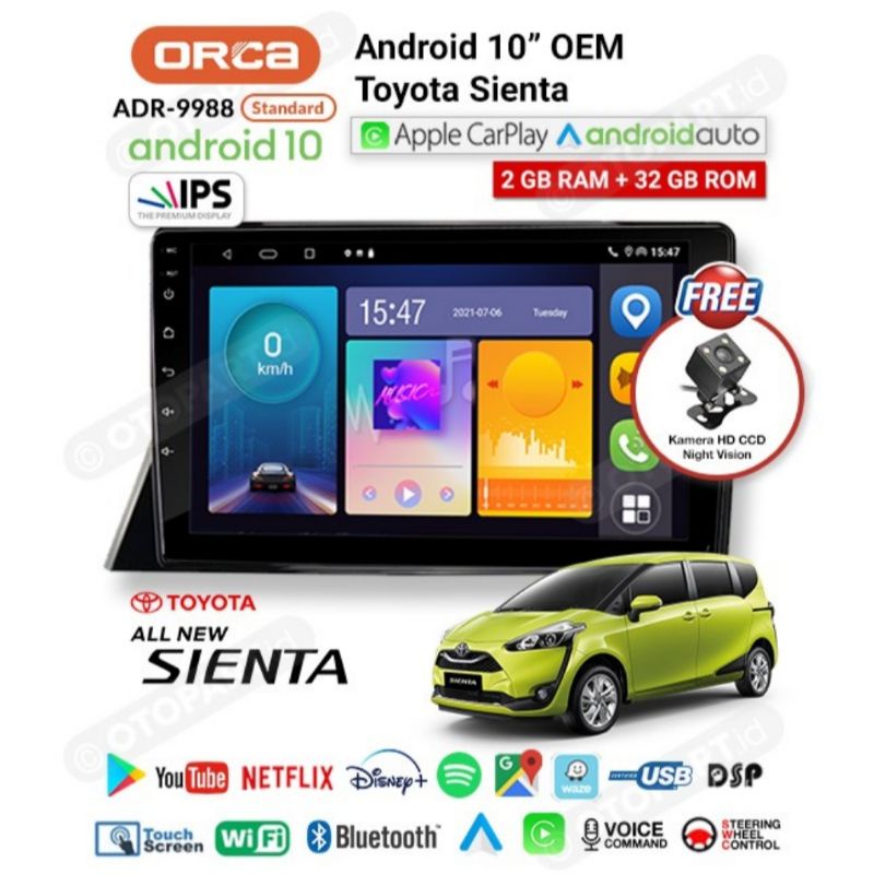 Head Unit Android ORCA 10 inch Toyota Sienta