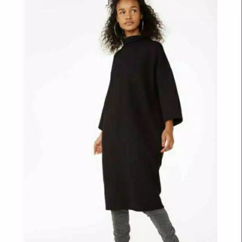 MONKI TURTLENECK RIBBED SWEATER DRESS-ORIGINAL 100%