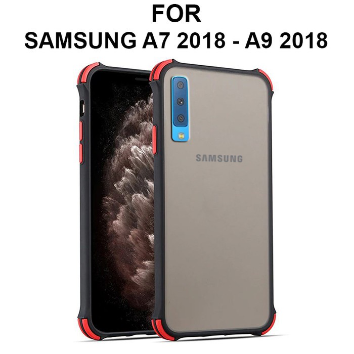 Case Samsung A7 2018 - A9 2018 casing hp cover fuze mika matte SHIELD - A7 2018 Hitam