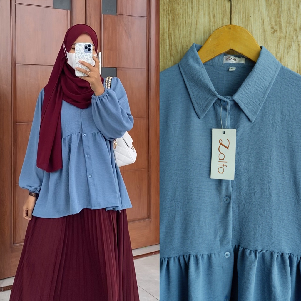 MARBELA blouse by ZALFA OUTFIT / blouse polos / blouse crincle / kemeja polos