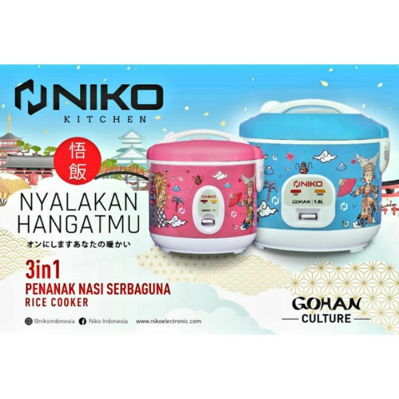 Niko Magic Com 1.8 Liter 3in1 / Rice Cooker Gohan GC 18