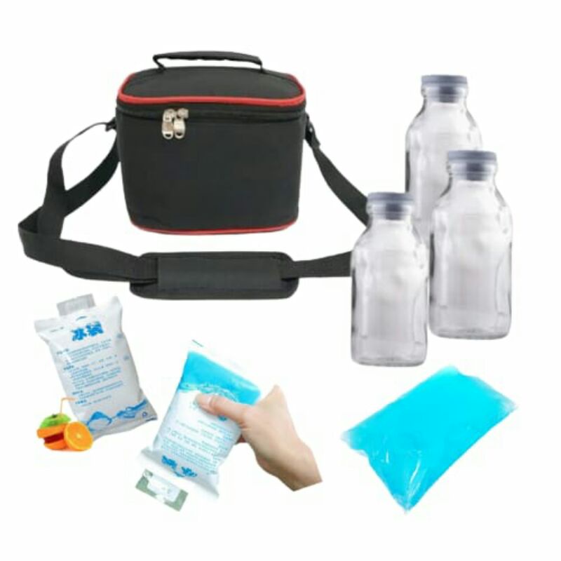 Tas Asi + 3 Botol asi + blue ice gel + ice gel putih U1