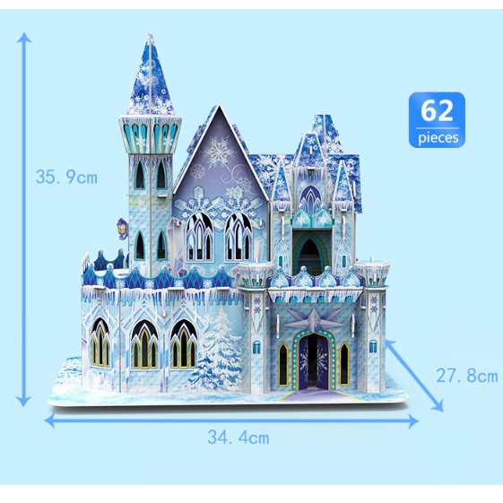 [ORGM] Mainan Edukasi Puzzle 3D Princess Ice Castle Merry Go Round