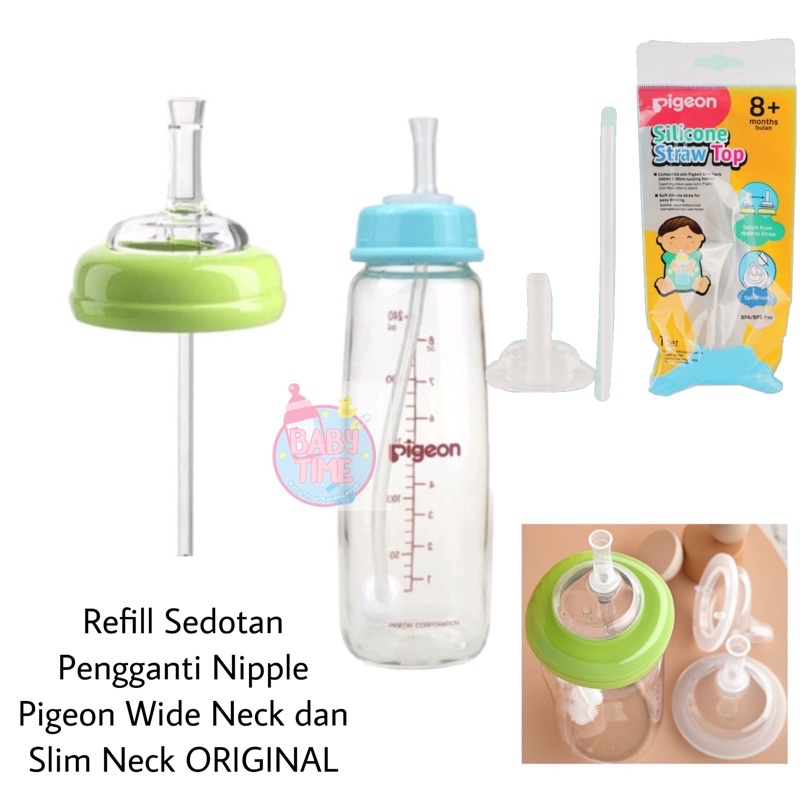 Sedotan Pengganti Nipple Straw ORIGINAL Replacement Botol Susu Pigeon Slim / Standar Neck Pigeon Silicone Straw Top 8+