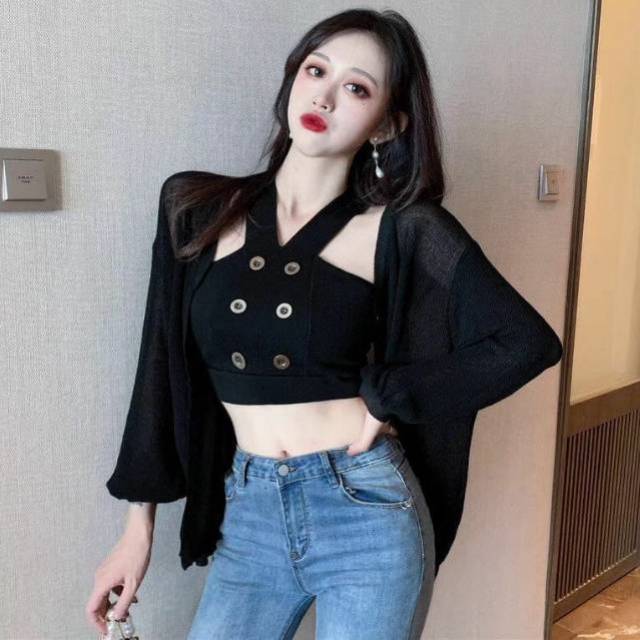 Blouse tanktop rajut wanita  atasan wanita rajut tanktop import hongkong