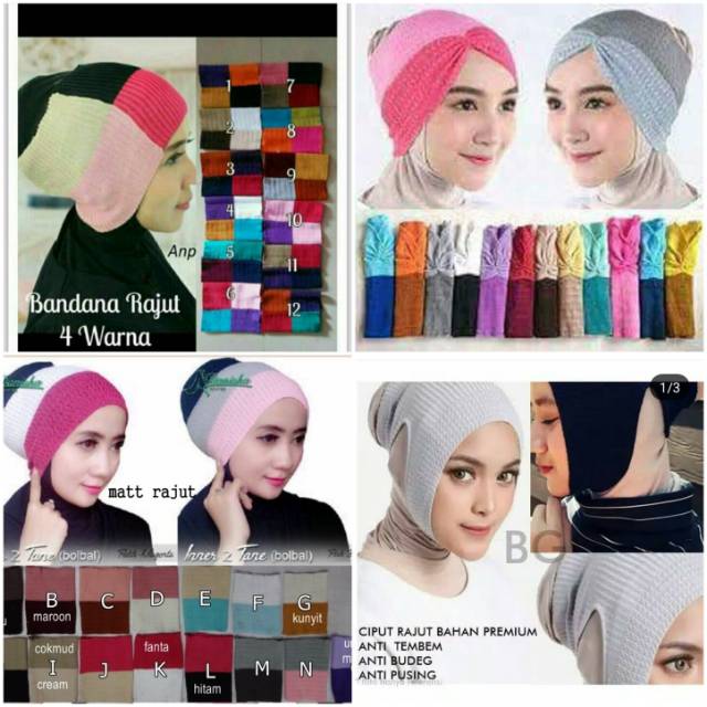 Jual Ciput Rajut Reidana Inner Rajut 2 warna Two Tone Iner CIPUT Rajut