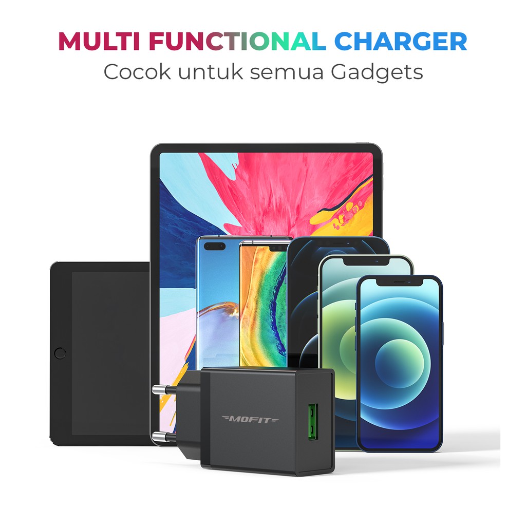 MOFIT MF10 - Fast Charge 2.4A USB Wall Charger Fast Charging - Hitam