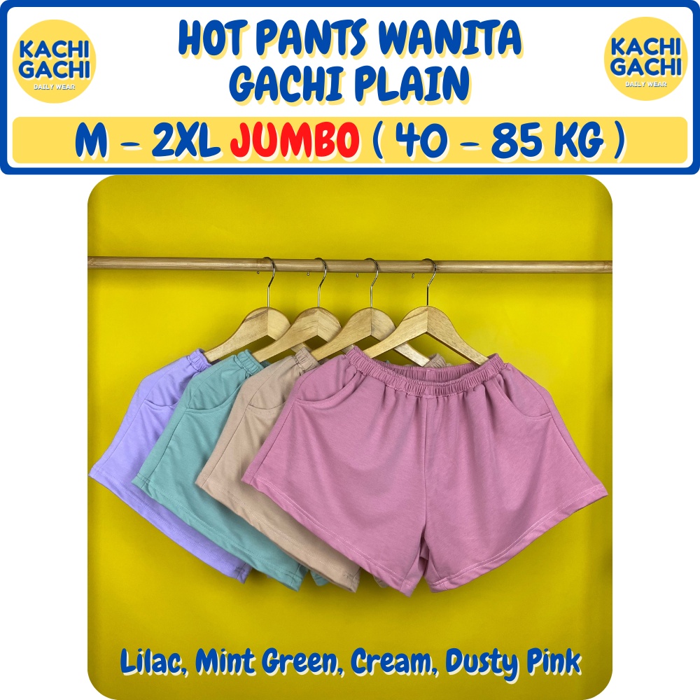 Hot Pants Wanita Jumbo / Celana Santai Wanita / Celana Kolor Wanita / Short Pants Wanita Big Size - Gachi Plain