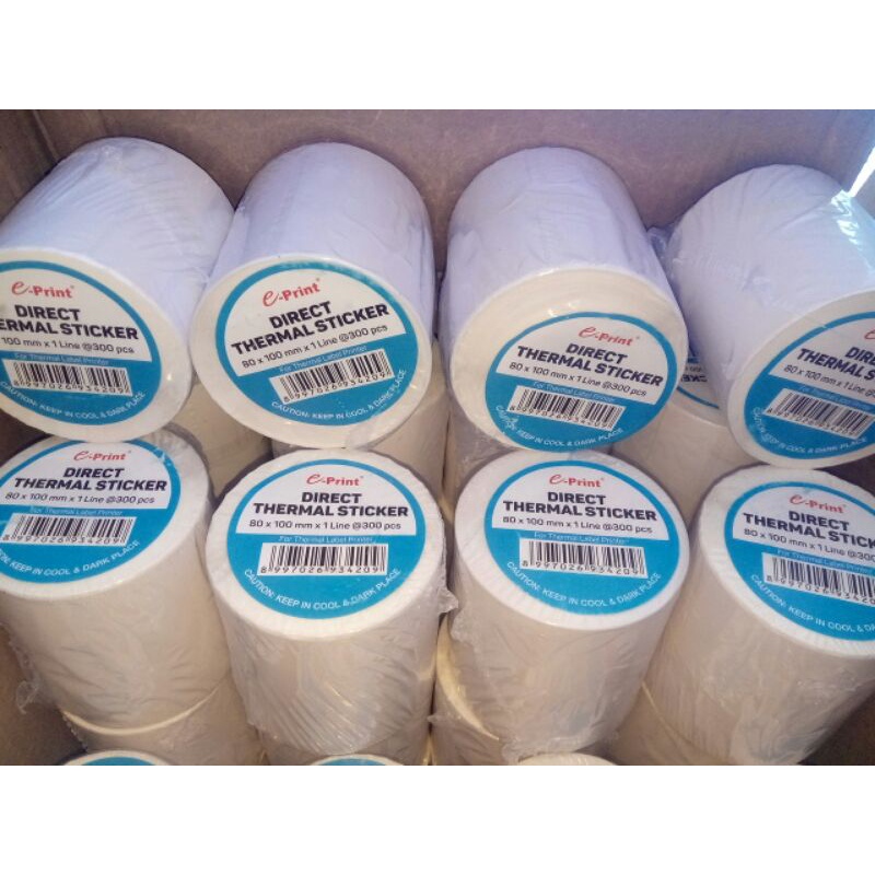 

E-PRINT Kertas Direct THERMAL STICKER 80 x 100 mm. Kertas STIKER LABEL Barcode Isi 300 pcs