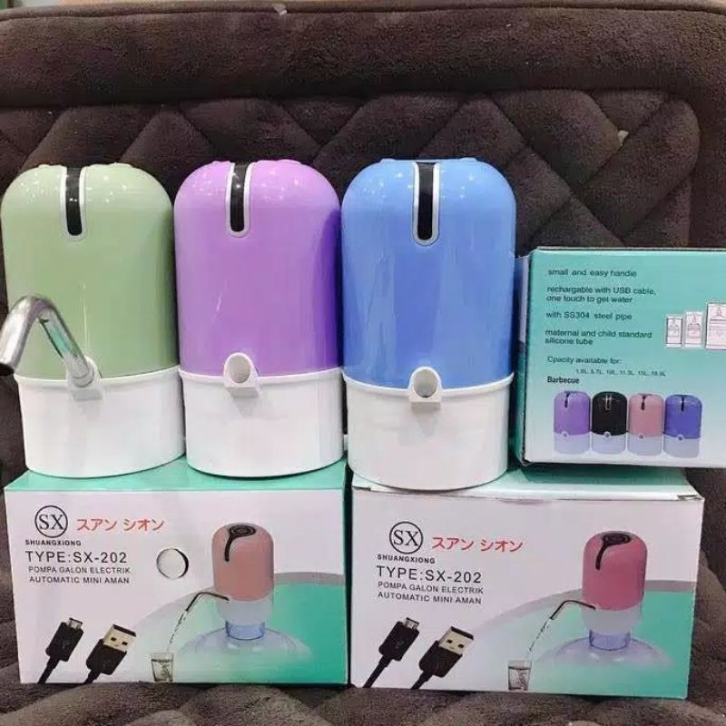 Pompa Air Galon / Dispenser air galon Electric otomatis Rechargeable LED SX202 pompa Galon Air