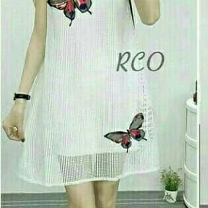 dres butterfly putih pakaian wanita dres modis baju perempuan