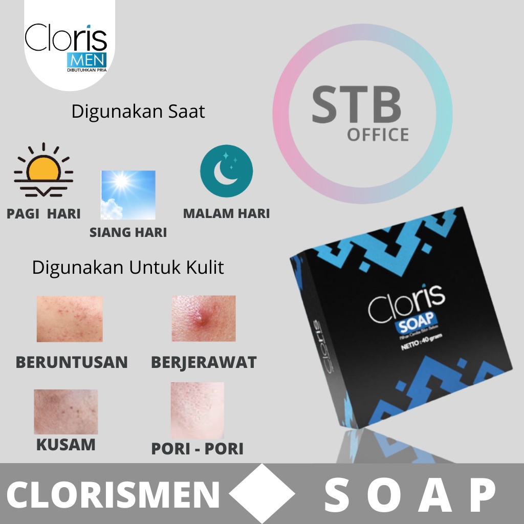 Clorismen Sabun Cloris Men Soap Perawatan Pembersih Wajah Pria Penghilang Bekas Jerawat Beruntusan Muka Cowok