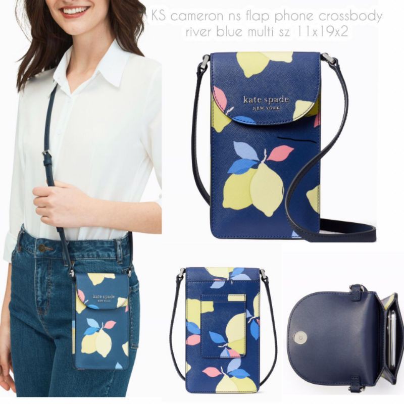 Kate Spade Cameron NS Flap Phone Crossbody River Blue Multi