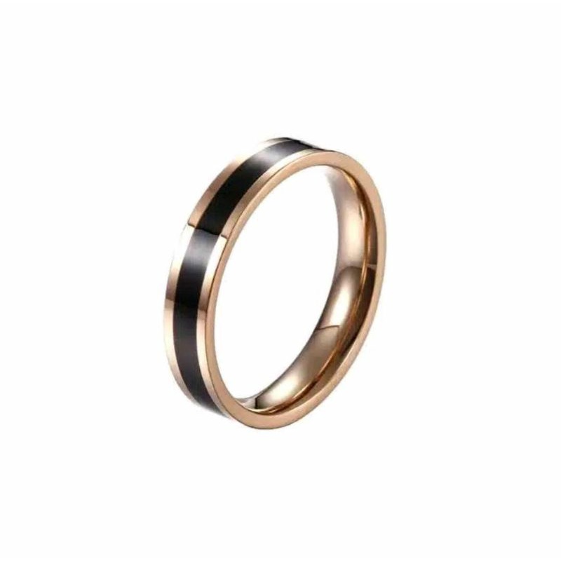 Cincin Couple Titanium Premium Lapis Emas 18K Termurah Warna Hitam Gold Dan Silver N25092101