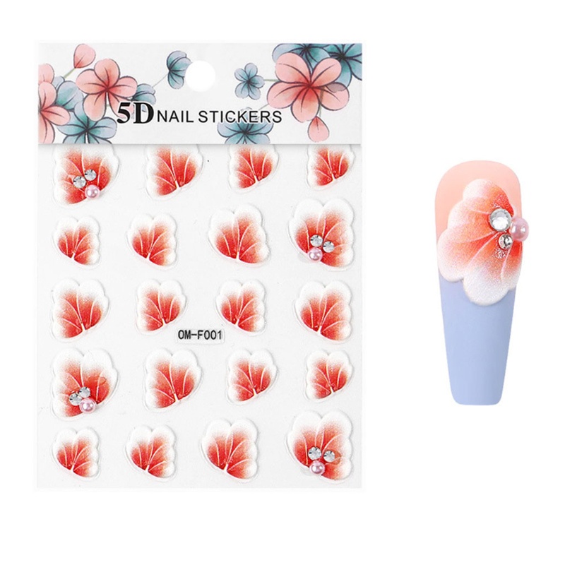 SIY  5D Acrylic Engraved Flower Nail Art Sticker Self-adhesive Embossed