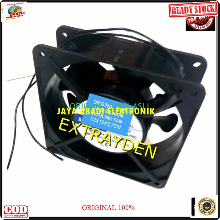 G195 Original Kipas Angin Pendingin air Cooling Fan Axial baling hexos mini portable exhaust sate mesin cpu komputer acc acecoris G195  12 cm x 12 cm x 3,7 cm  Bahan besi hitam 220 Volt  Cooling Fan Merk Input : 220 volt Frekuensi : 50 / 60 Hz Arus : 0.