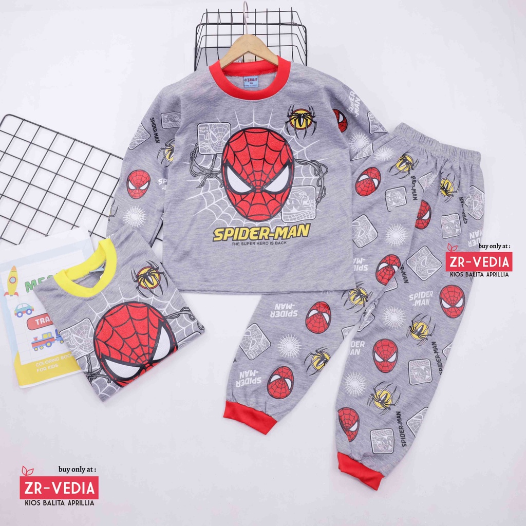Setelan Marvell uk 3-4 Tahun / Bahan Kaos Anak Celana Panjang Baju Laki Cowok Baju Tidur Piyama Kaos