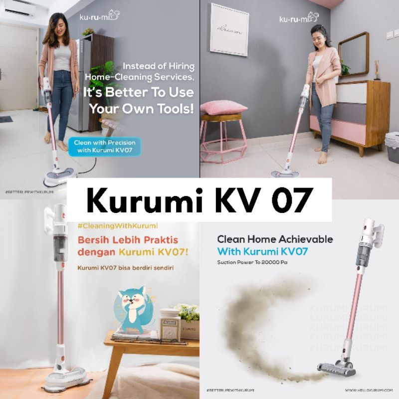 Kurumi KV 07 KV07 Powerful Cordless Stick Vacuum Cleaner with Spray Mop