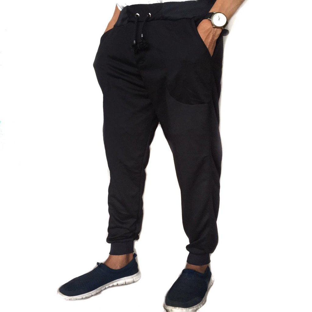 Celana Jogger Polos Panjang Sweatpants Training Hitam Size L - XXL