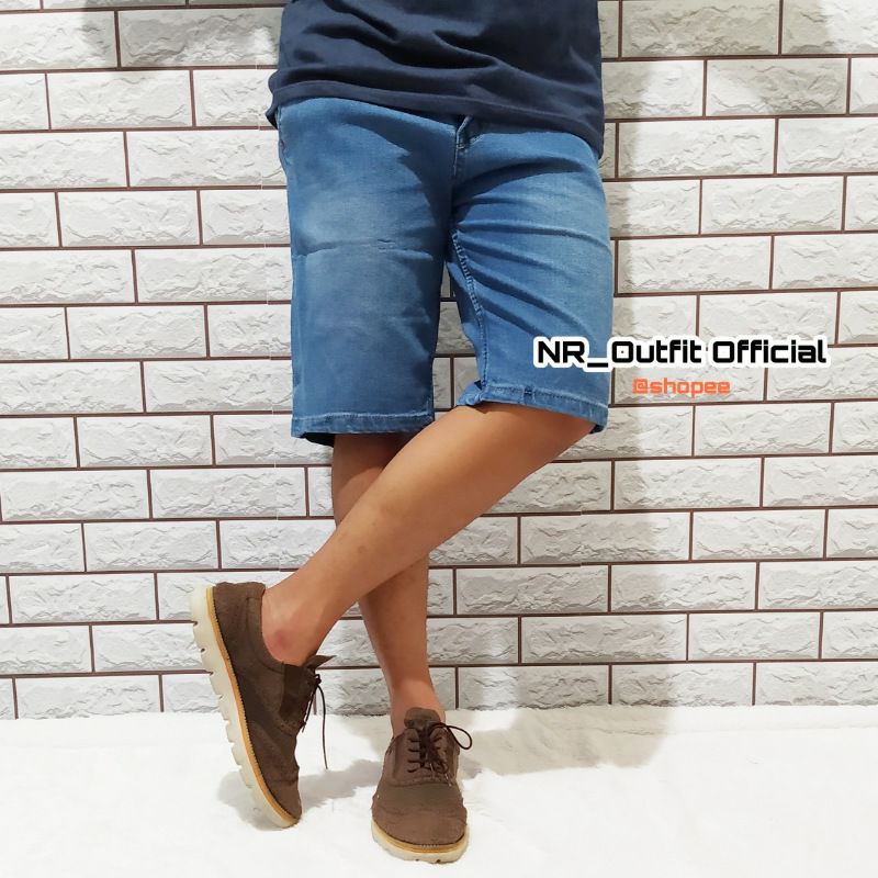 Jeans Stretch Pendek Distro Pria Celana Slim Fit Cowok Ice Blue Size 27-38 NR_Outfit Official COD