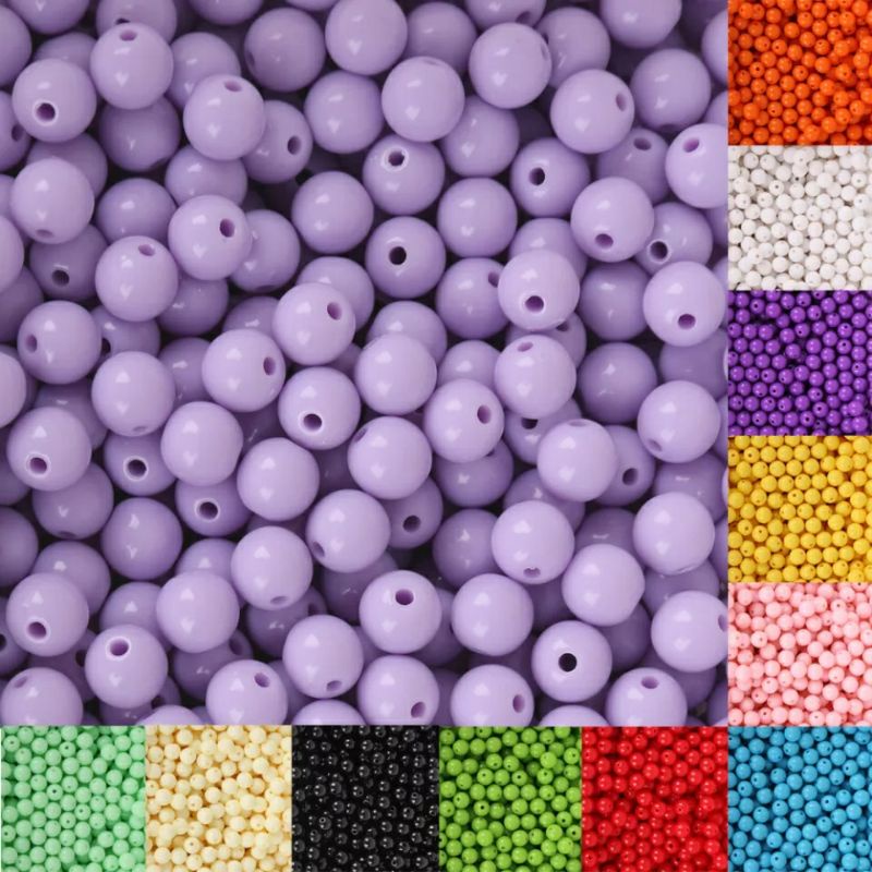 (20 gr)Manik Mote Akrilik Bulat 4/6/8 mm Manik Kapur Manik Mote Susu Bahan Kerajianan DIY
