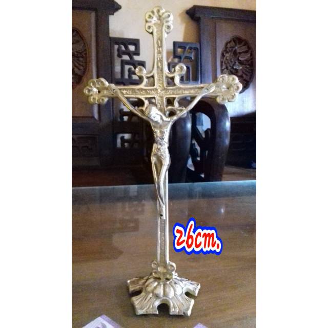 Pajangan Meja Kuningan Antik Murah Motif Yesus 26cm