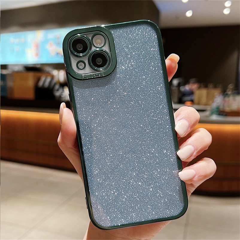 Soft Case TPU Transparan Electroplating Glitter Cover iPhone 13 12 11 Pro Max Xs Max X Xr Xs 7 8 Plus