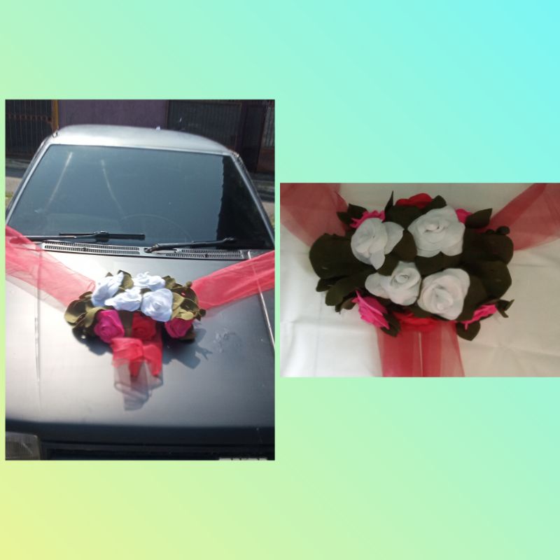 Bunga hias mobil pengantin.Buket bunag mobil pengantin.Bunga mobil pengantin