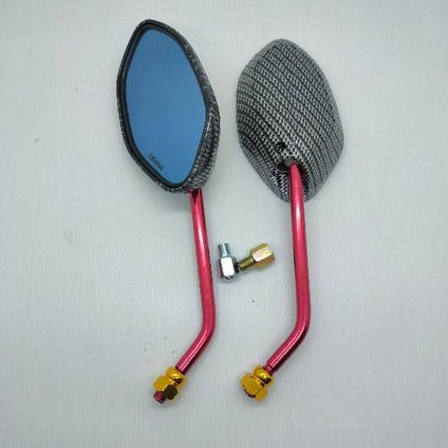 spion standar beat carbon merah /kaca spion honda model beat variasi carbon tangkai merah standar un