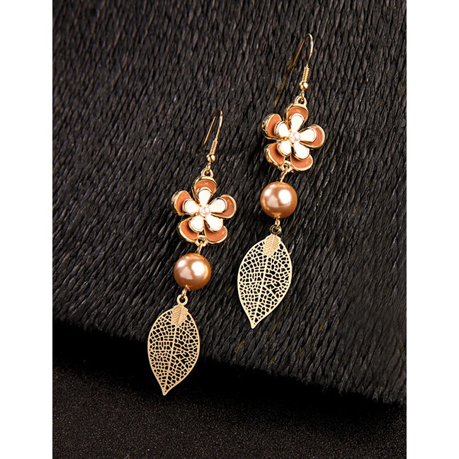 LRC Anting Gantung Fashion Dragonfly Oil Flower Leaf Earrings F57922