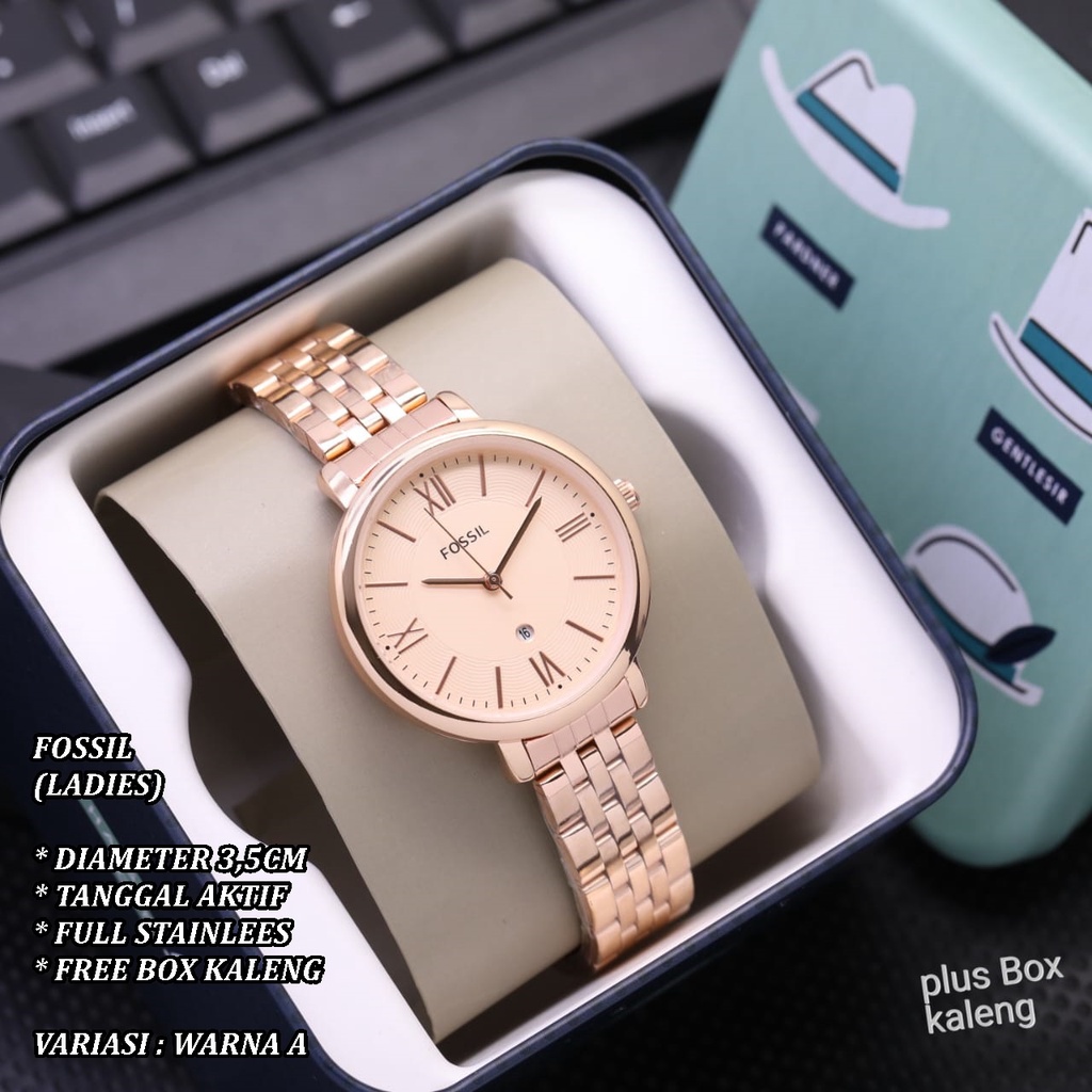 (FREE BOX) JAM TANGAN WANITA FASHION RANTAI BODY BULAT TANGGAL AKTIF
