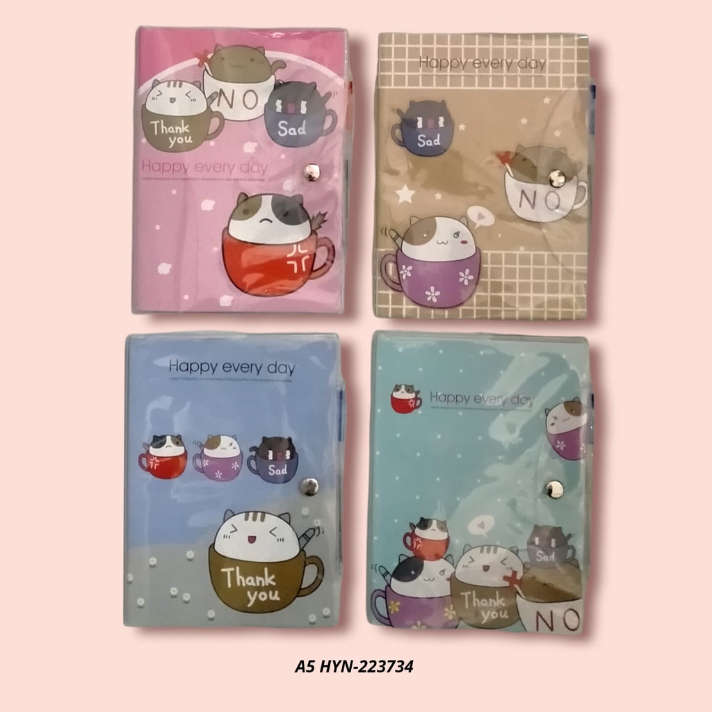 

BUKU TULIS CATATAN NOTEBOOK MEMO A5 GARIS MOTIF LUCU+ KANCING SAMPUL MIKA