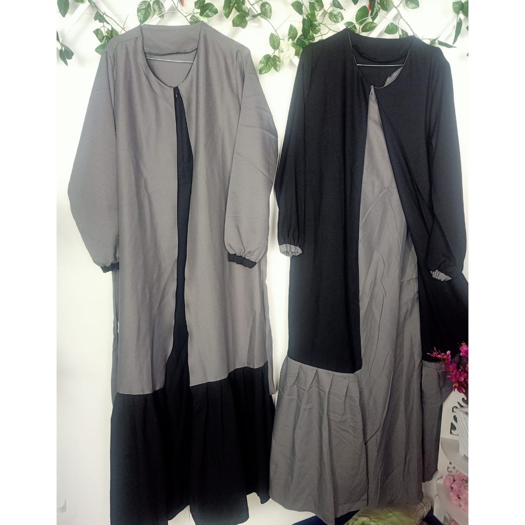 GAMIS SABYAN 04 REMPEL mosscrepe buka tutup model longcardigan wanita remaja muslim muslimah hits